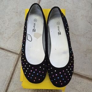 Smart Fit Black Flats with Colorful Studs